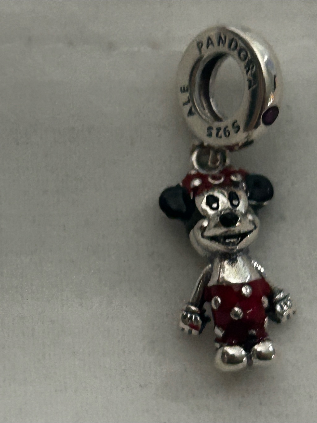 Pandora Silver Minnie Mouse Charm With Red And Black Enamel